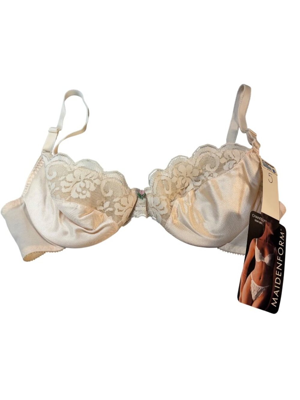 Vintage Maidenform Chantilly Lace Underwire Bra - Size 34B New w/ tags Demi Nude